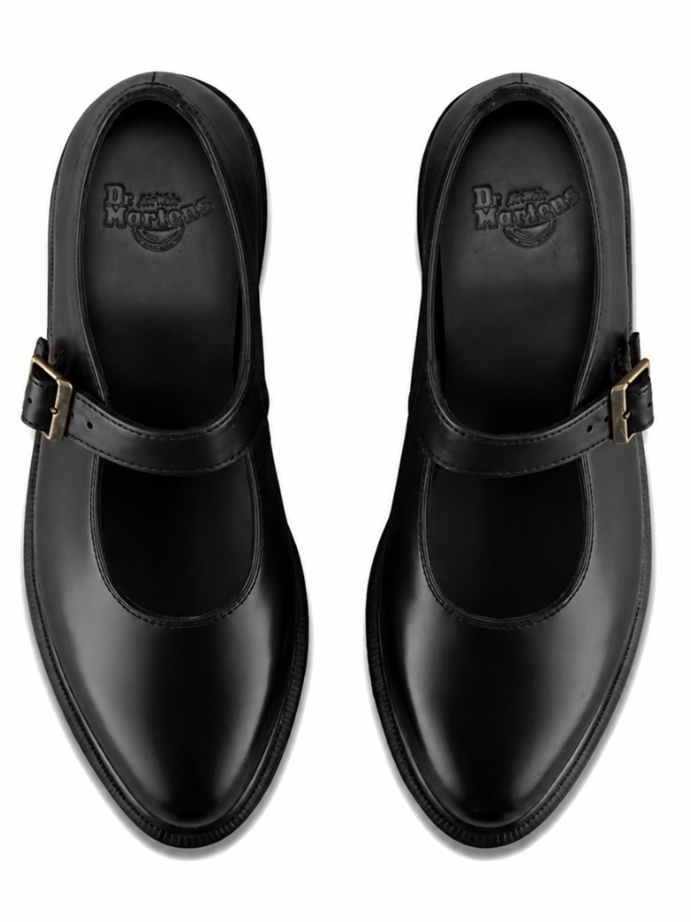 Ivetta Dr. Martens Black Leather Mary Jane Shoes with Silver Buckles